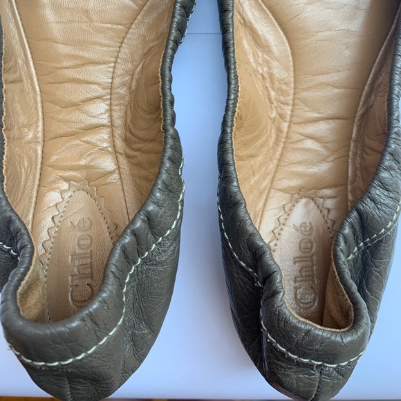 Chloe Grey Buckle Leather Ballet Flat - Picture 2 of 6